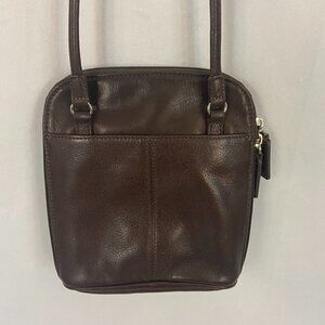 Fossil Crossbody Small Purse Bag Brown Leather Cell Phone Slip Pocket Organizer